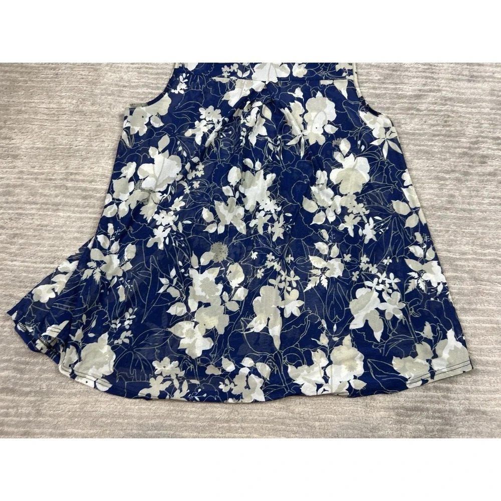 Ember‎ Top Womens 1X Blue Floral Sleeveless Sheer V-Neck Polyester - Picture 8 of 12